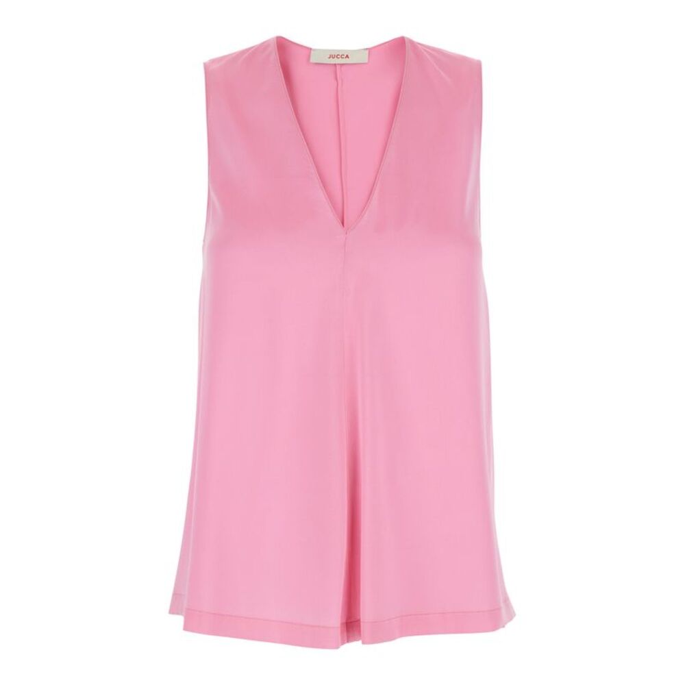 Jucca Women Pink Sleeveless Silk Top With V-Neck Woman